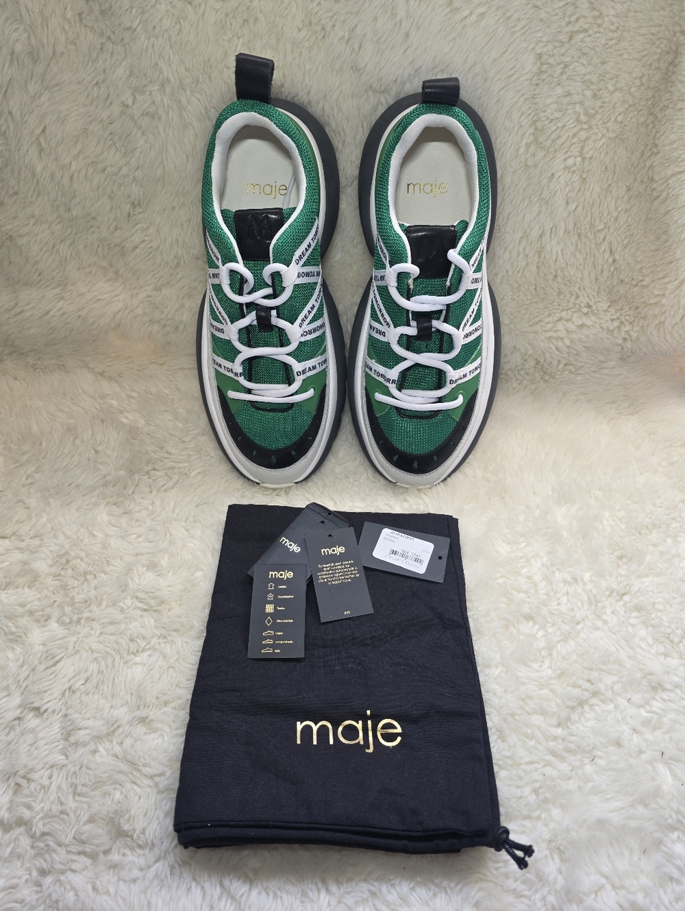 Maje "Dream Tomorrow" Green Chunky Sneakers - Size 9 Womens NWT - Picture 6 of 10